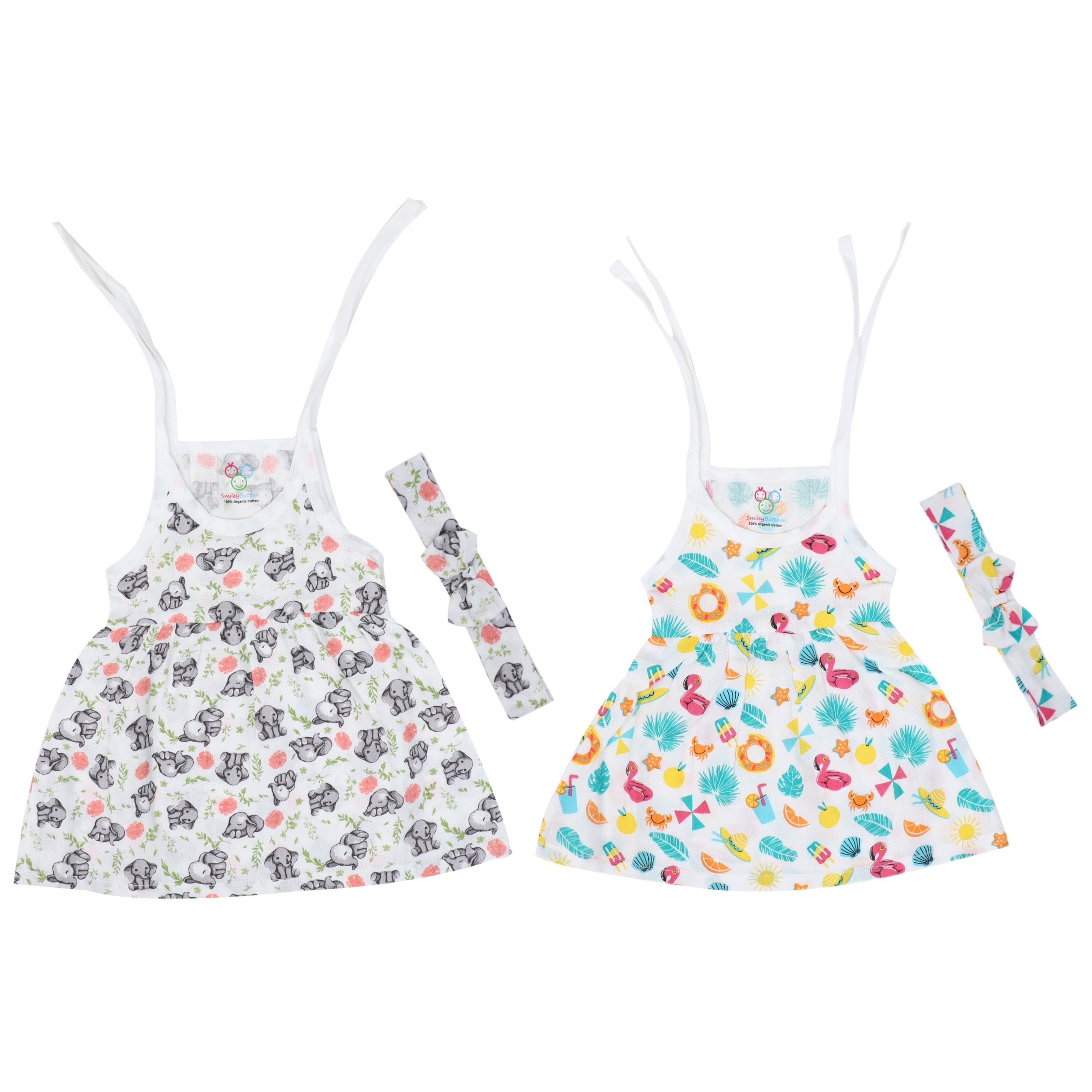 Muslin Frock Jabla With Bow - 2 Pack