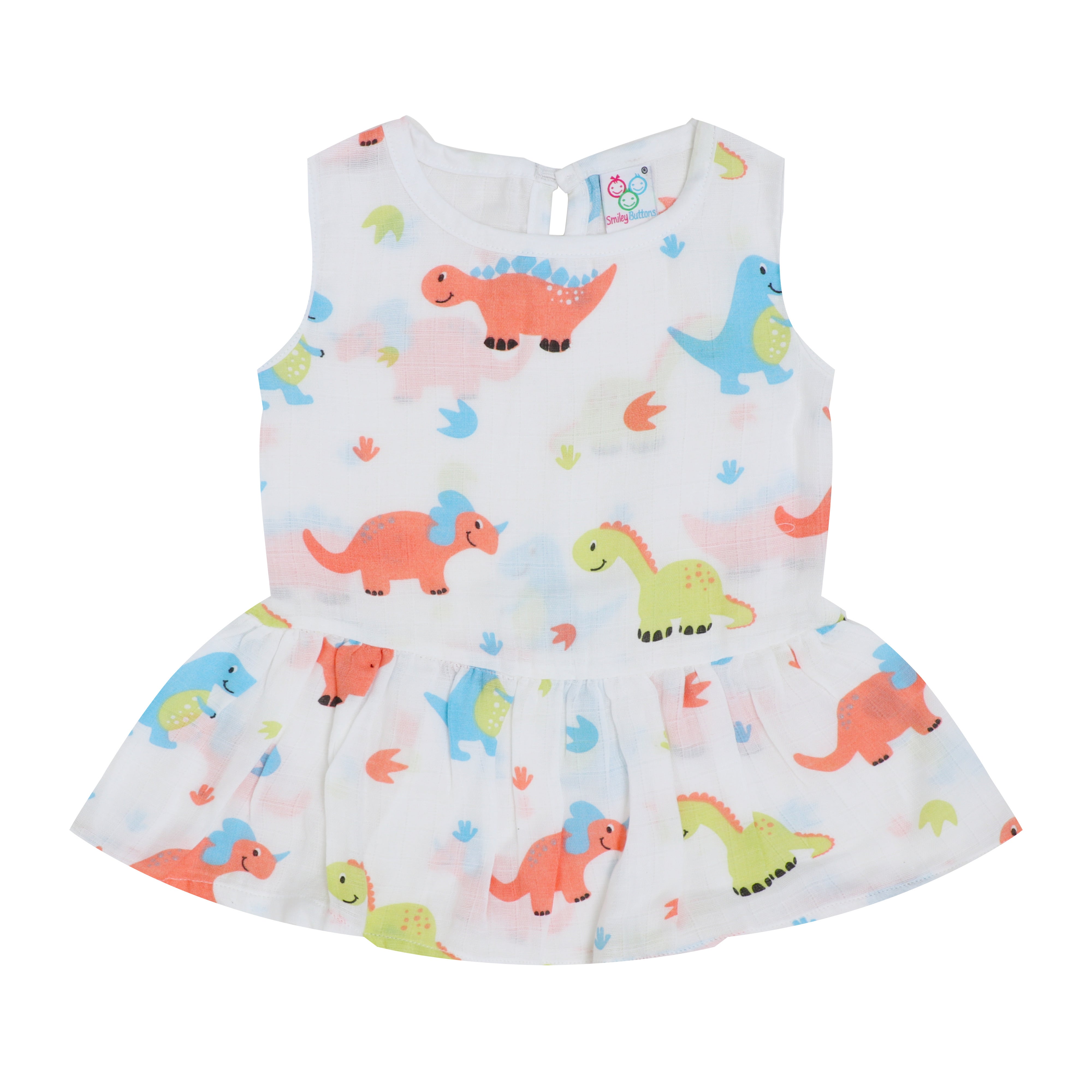 SALE - Organic Muslin Baby Frock - Dino