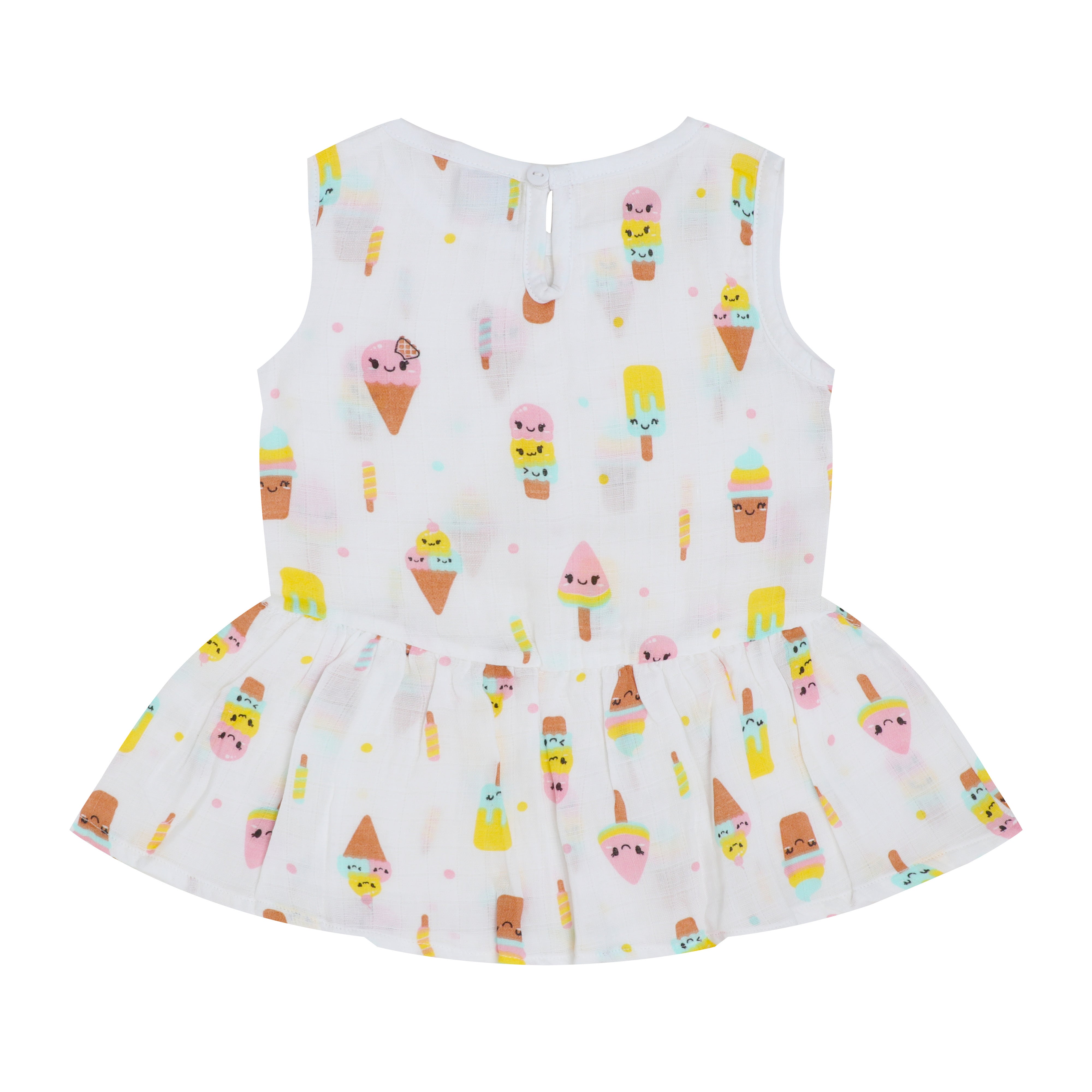 SALE - Organic Muslin Baby Frock - IceCream