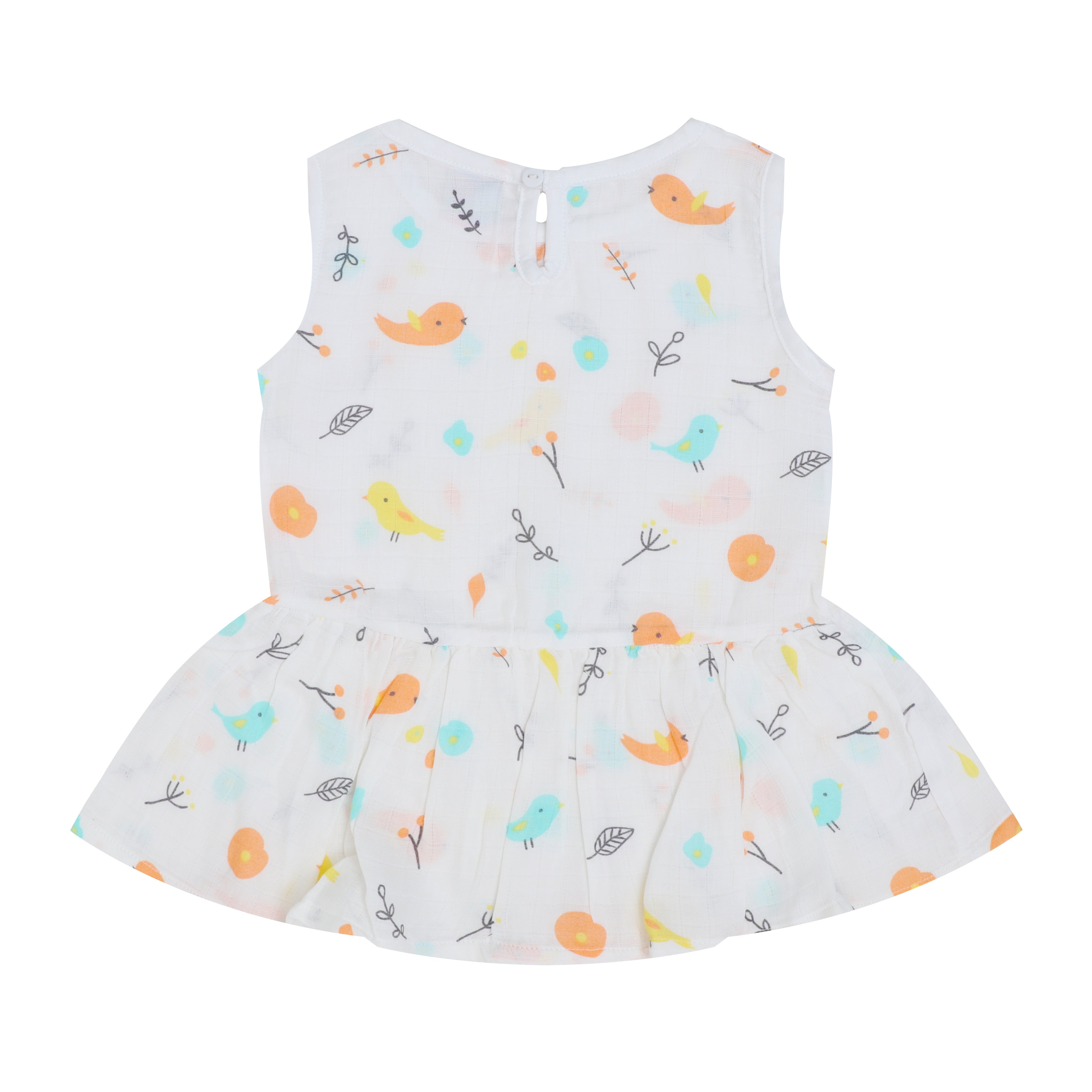 SALE - Organic Muslin Baby Frock - Bird