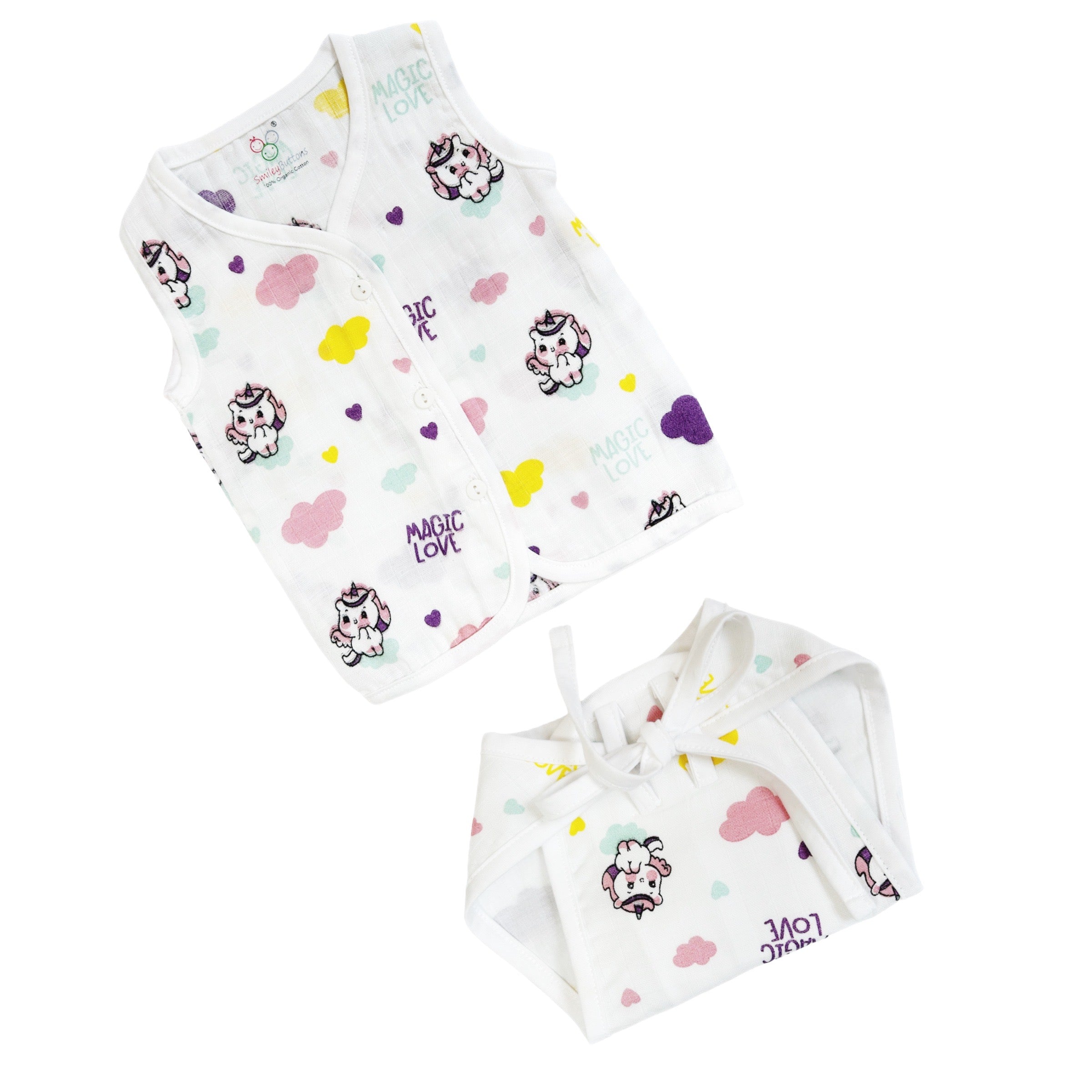 Muslin Jabla & Nappy Combo - Unicorn