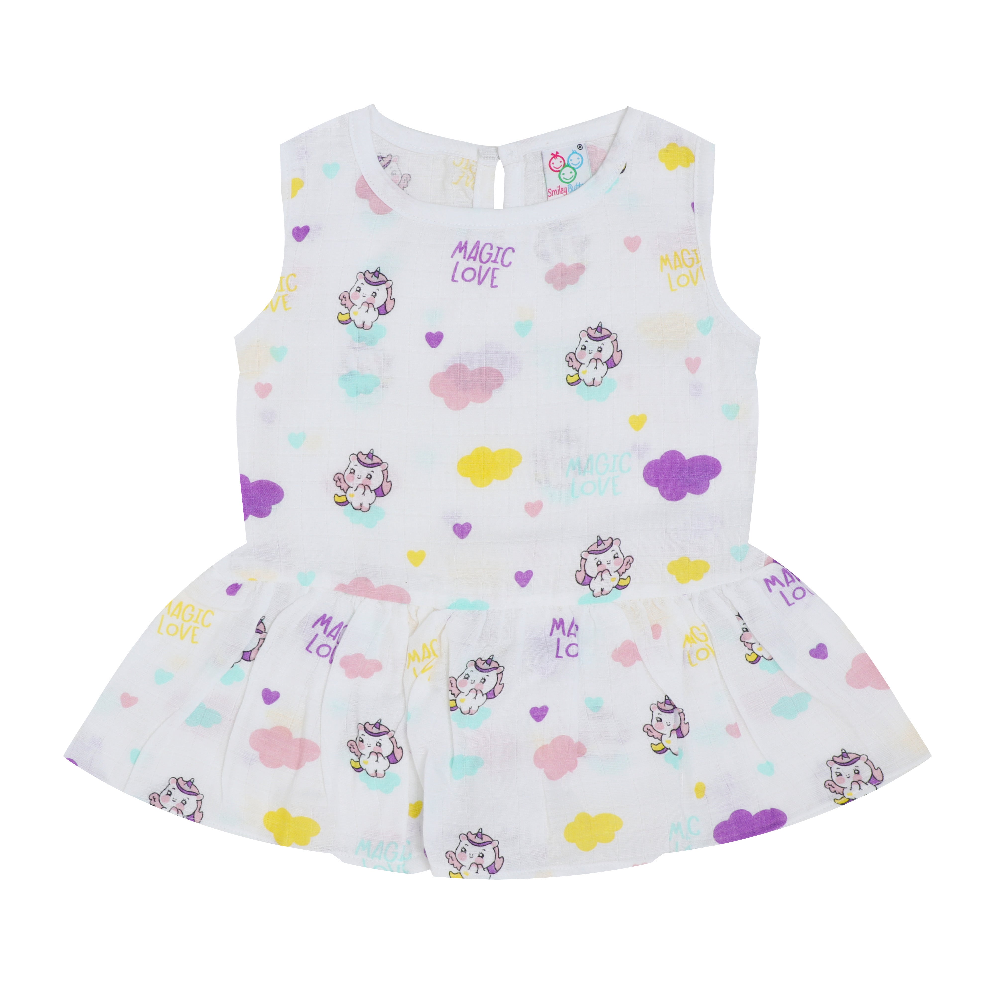 Organic Muslin Baby Frock - Unicorn