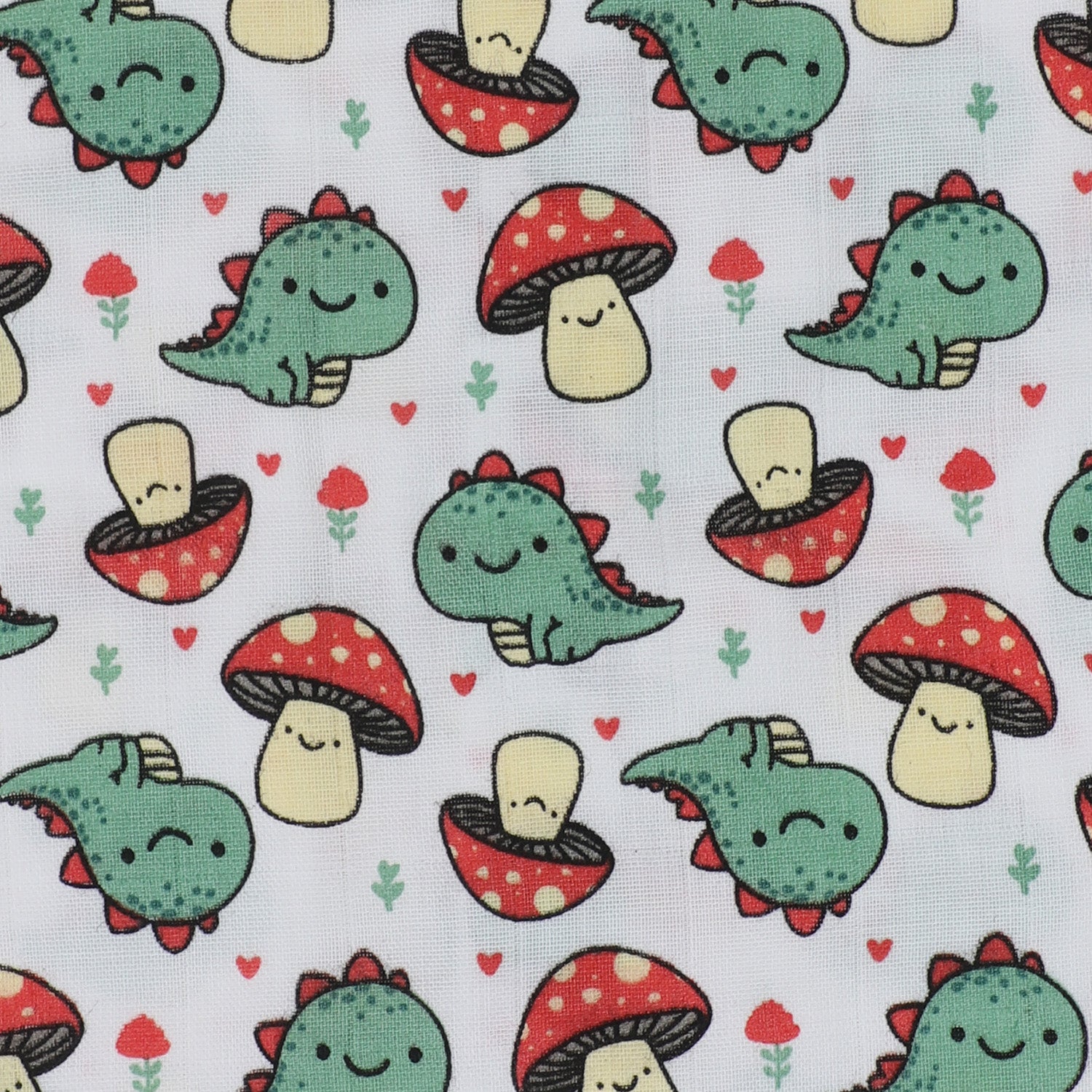 Organic Muslin Nappy - Dino Shroom