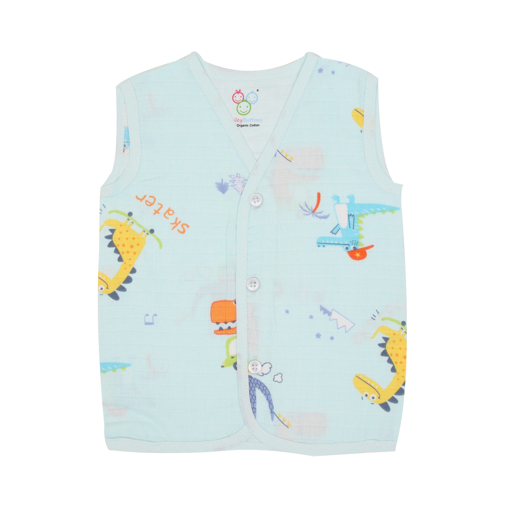 SALE - Organic Muslin Jabla - Blue Dino