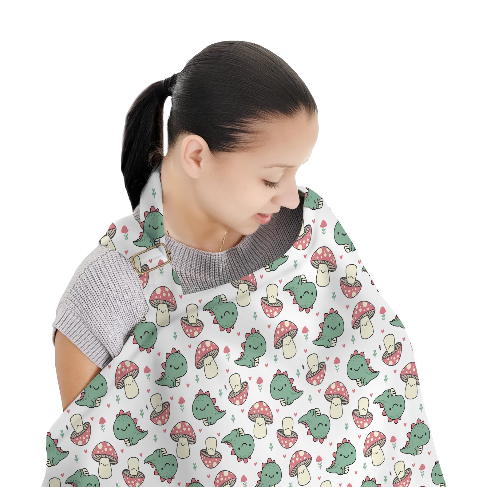 Organic Cotton Nursing Cover | Breast Feeding Apron - Dino Shroom