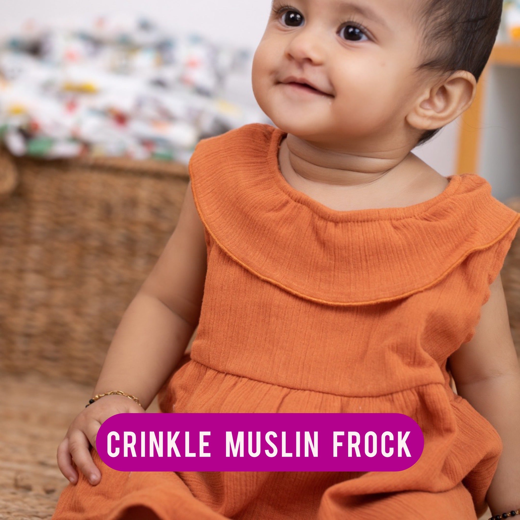 Organic Muslin Frock - Brown