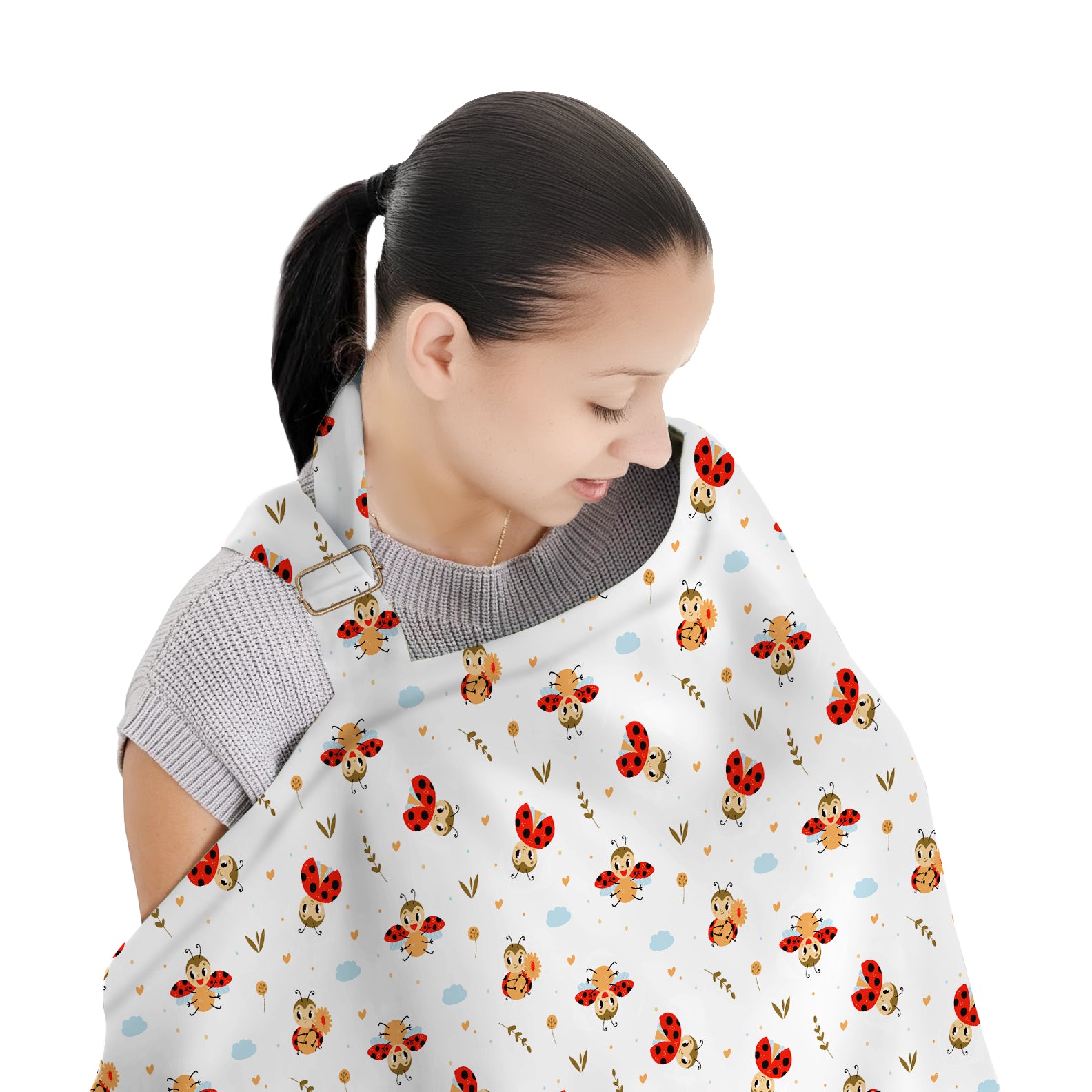 Organic Cotton Nursing Cover | Breast Feeding Apron - Lady Bug Charm