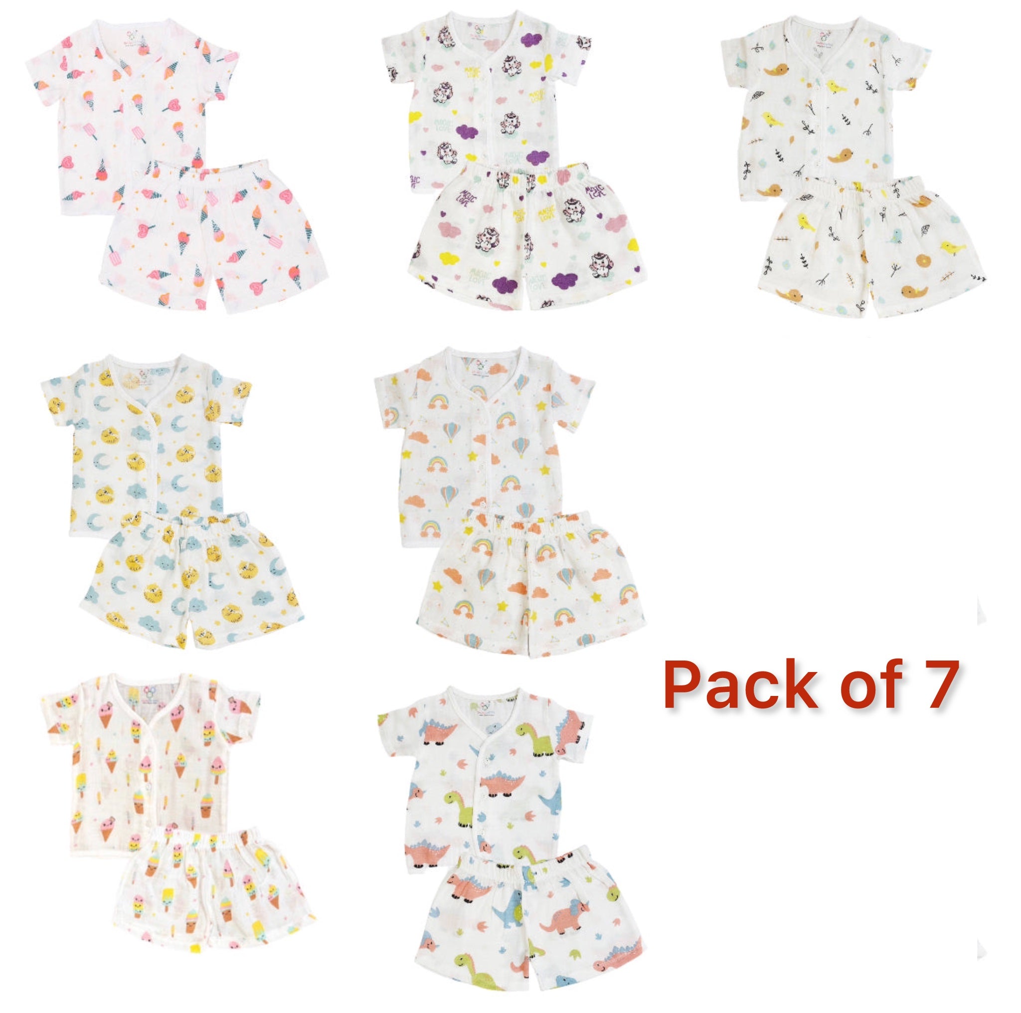 SALE | Muslin Jabla Set - Top & Shorts - 7 pack -n