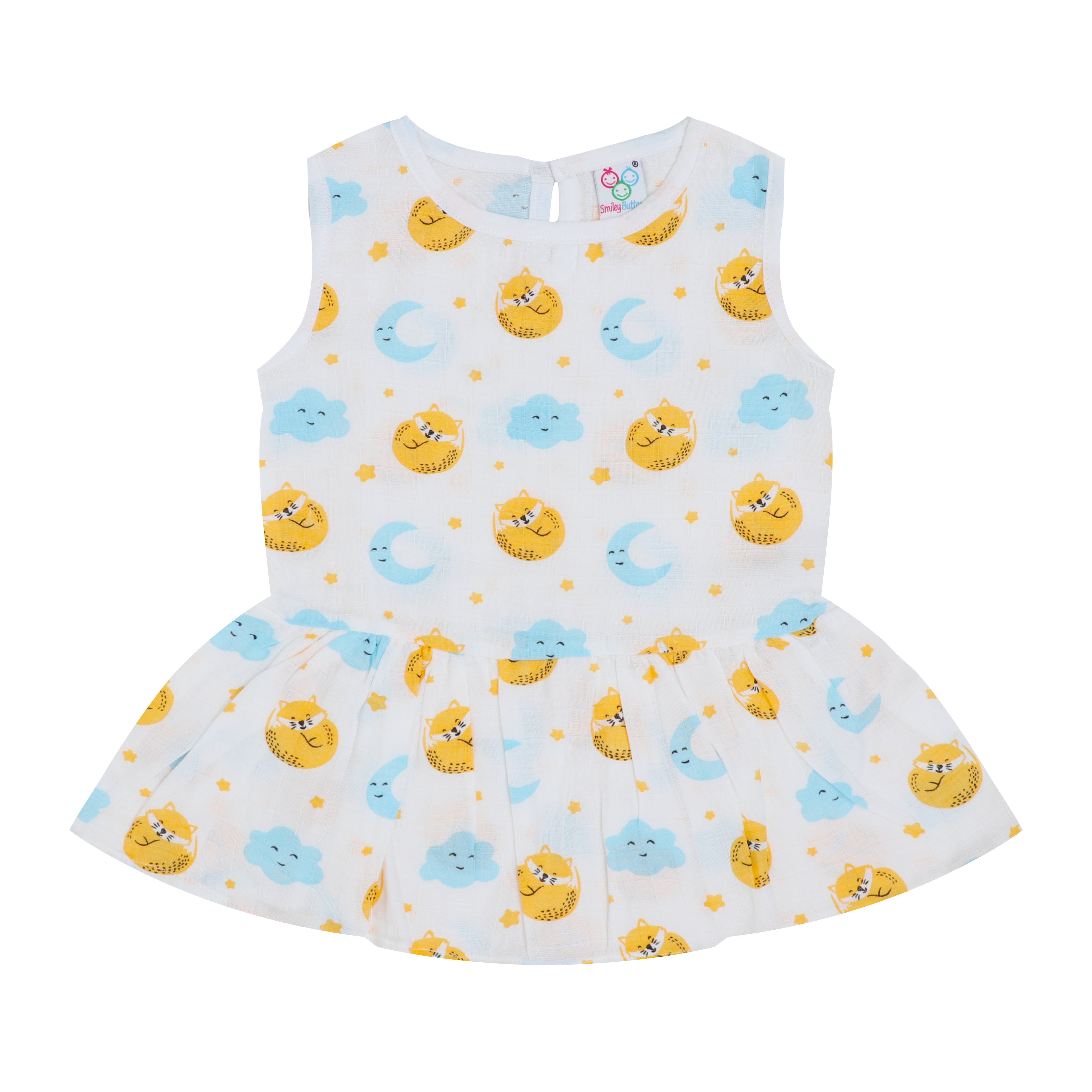 SALE - Organic Muslin Baby Frock - Sky