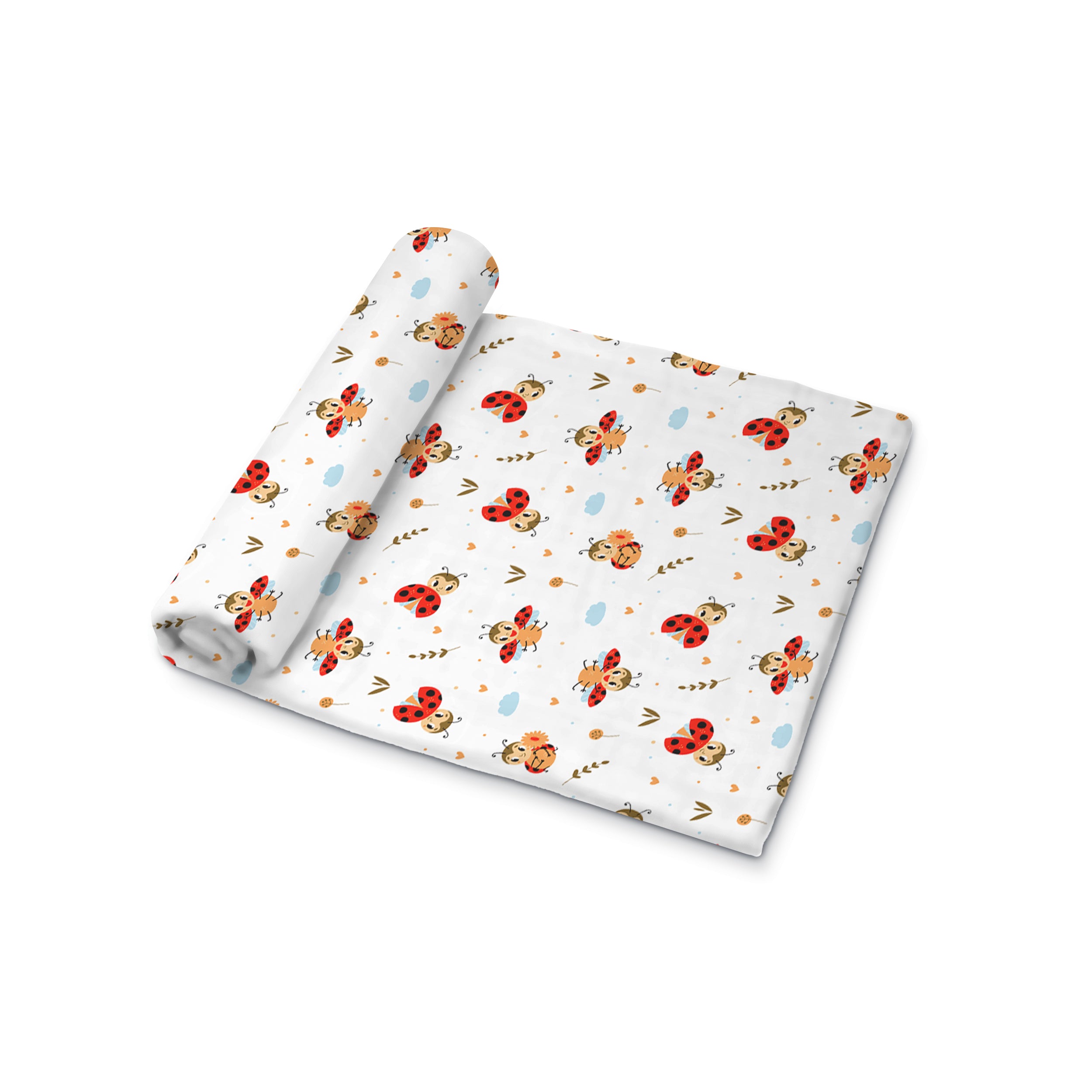 Organic Muslin Swaddle | Muslin Towel - LadyBug Charm