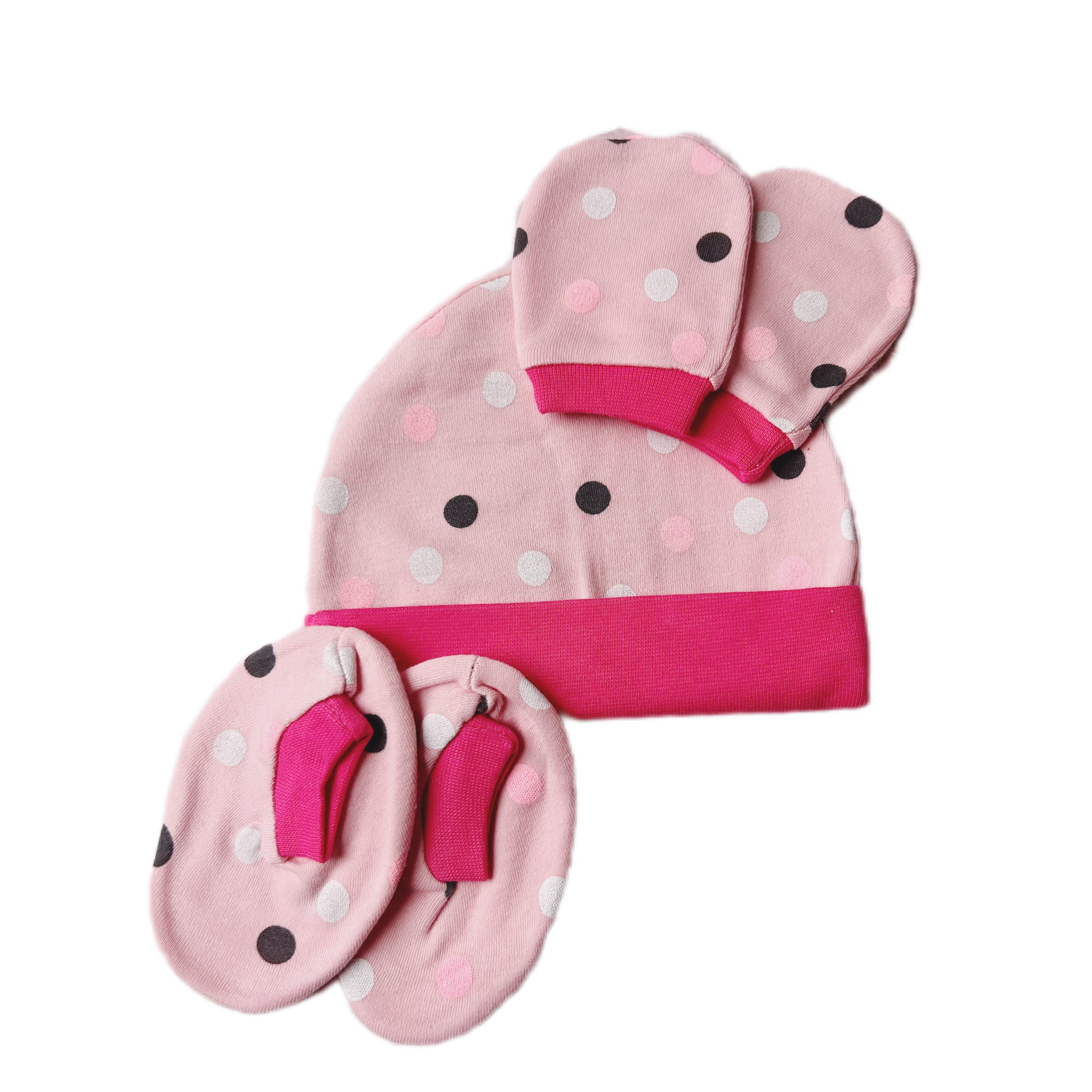 Cap Booties & Mittens - Polka