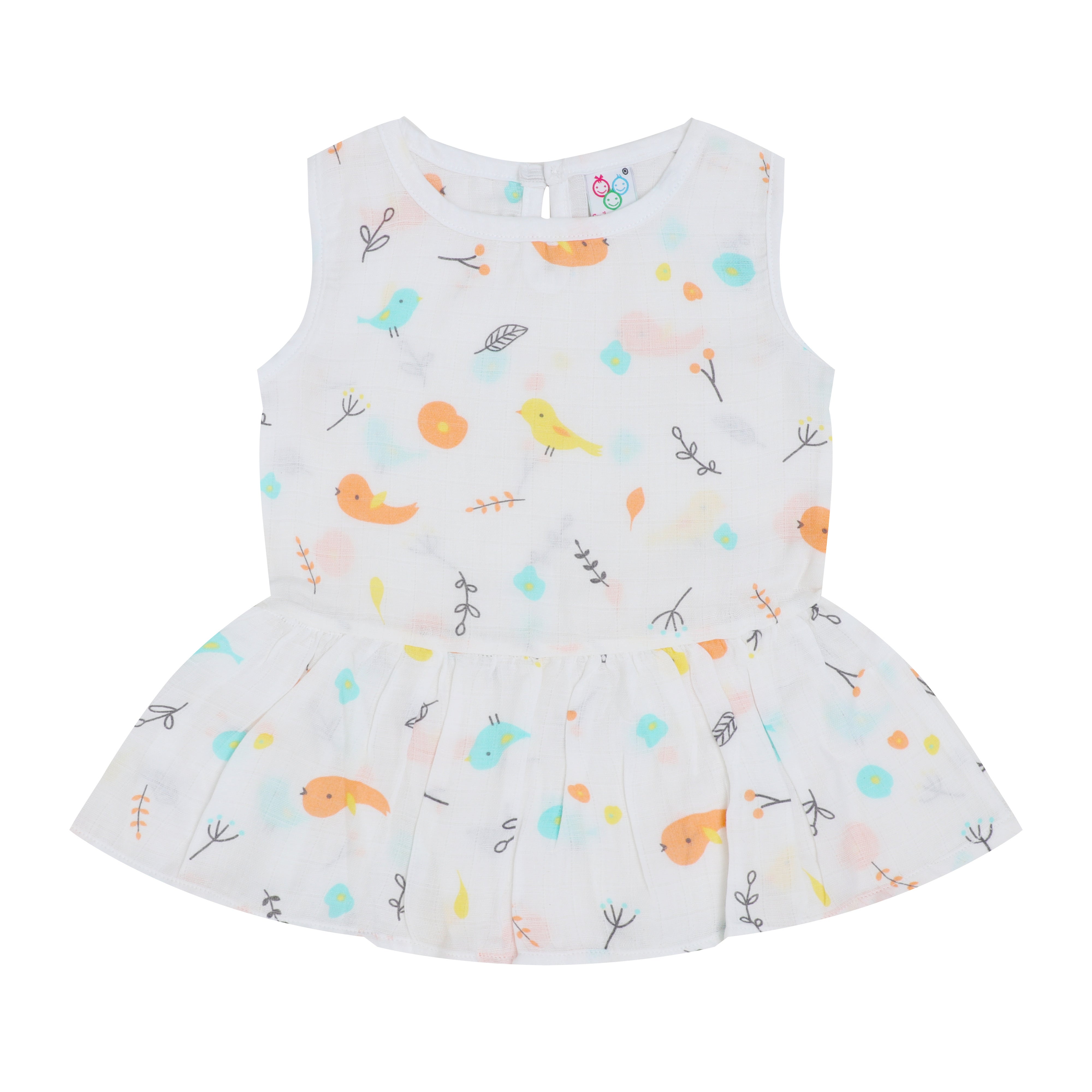 SALE - Organic Muslin Baby Frock - Bird