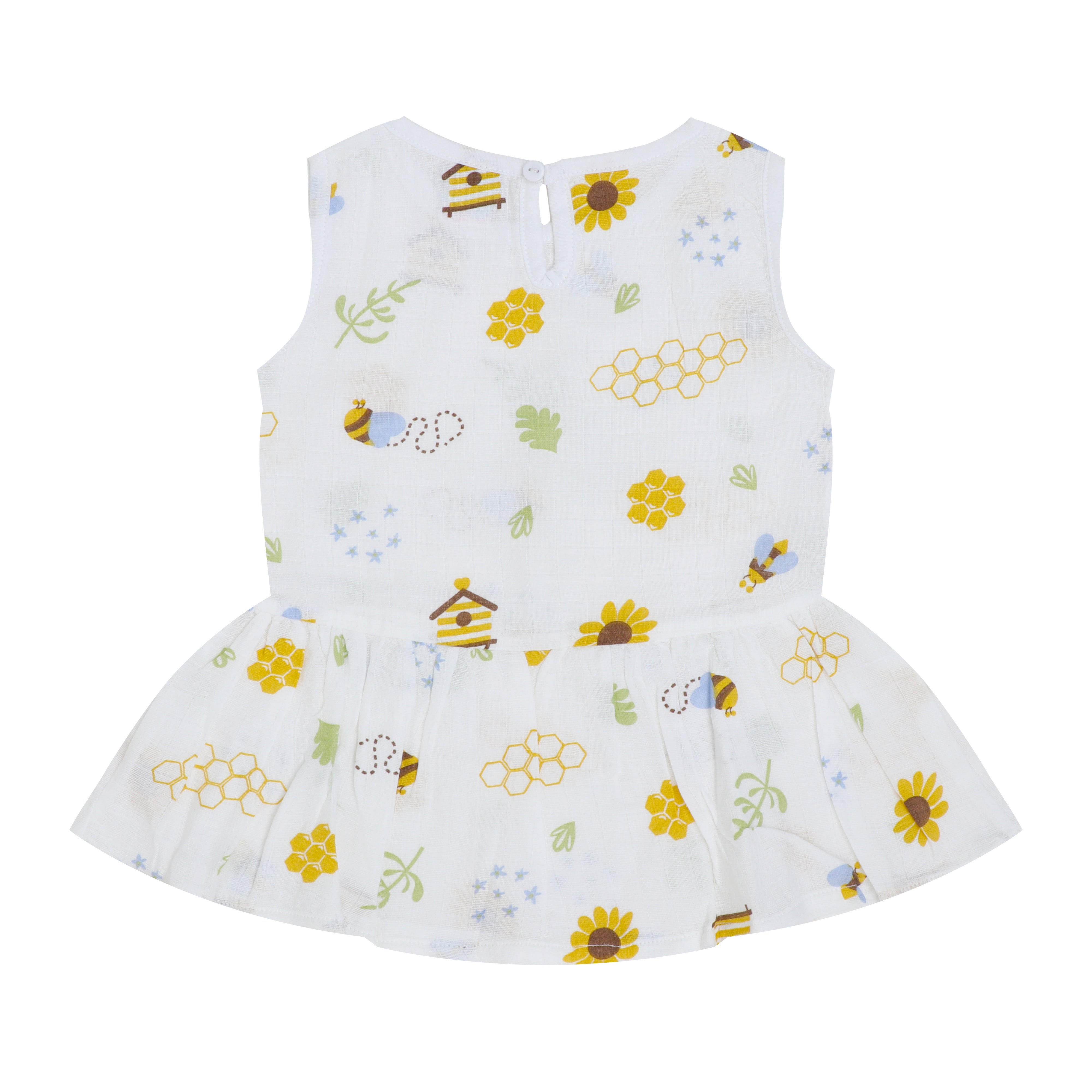 SALE - Organic Muslin Baby Frock - Bee