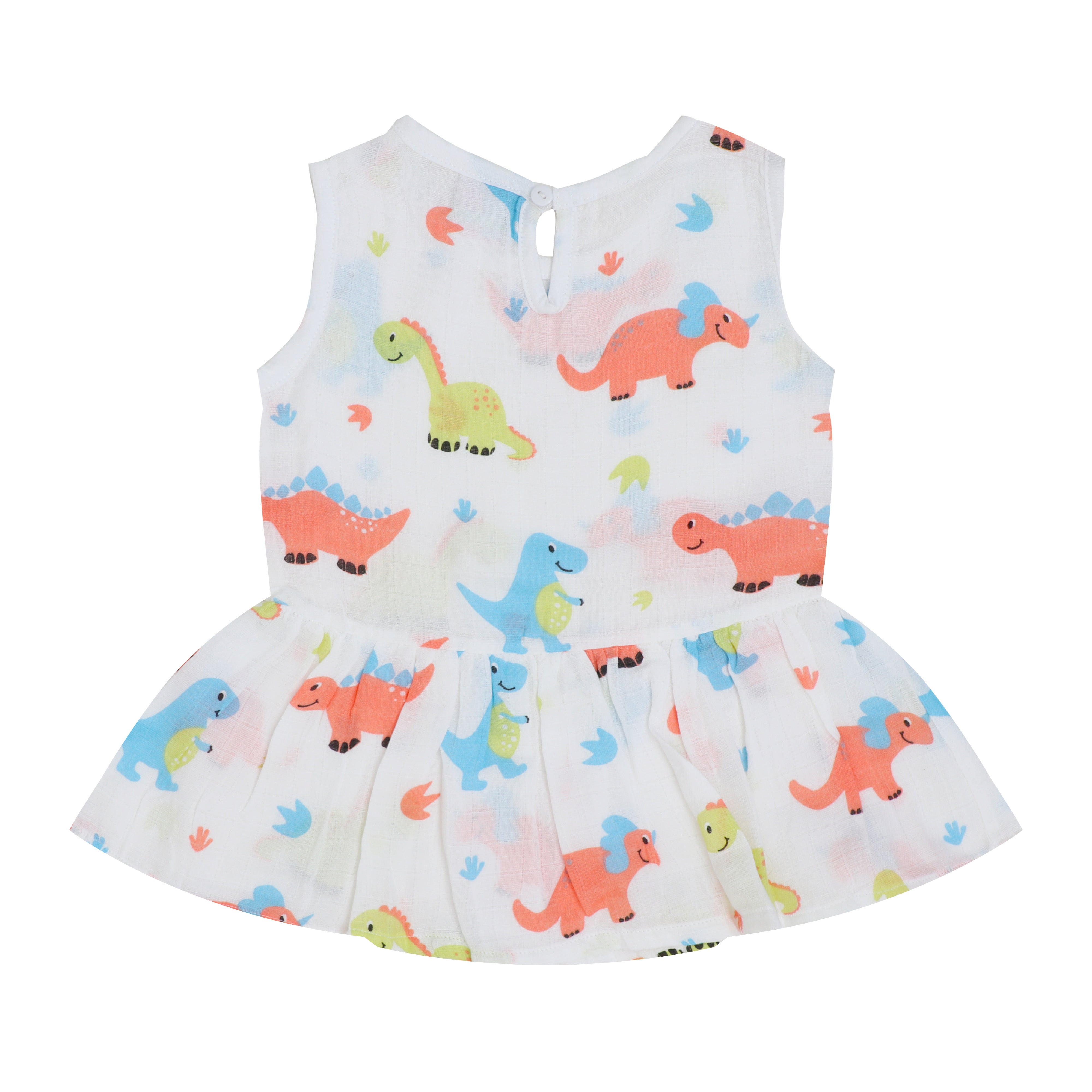 SALE - Organic Muslin Baby Frock - Dino