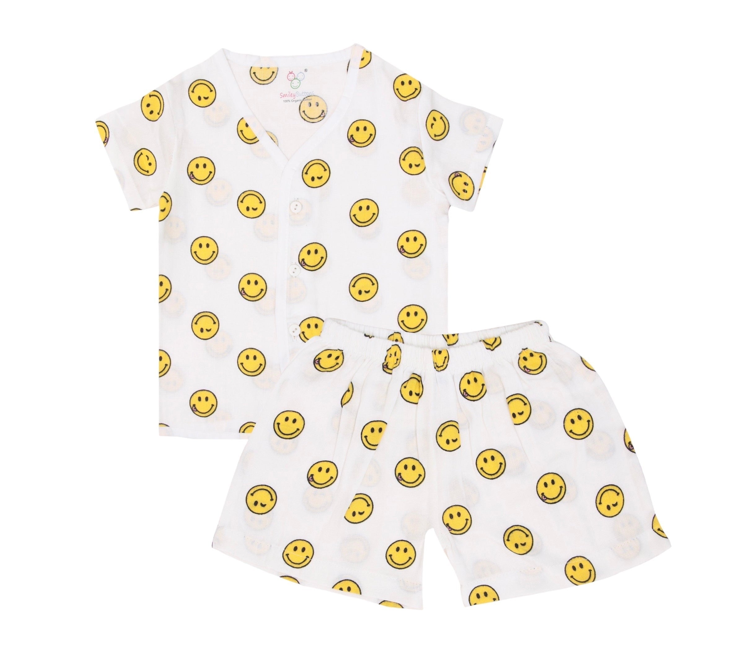 SALE | Muslin Jabla Set - Top & Shorts - Smiley -c