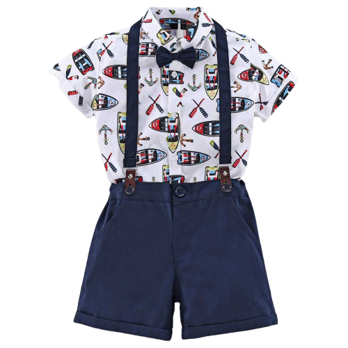 Dungaree - Boat | Buy Cotton Dungaree Dress For Infant Baby Boy | Smiley Buttons