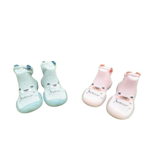 Training Shoes - Blue Bear & Pink Bear | Buy Best Baby Shoes for Infant Baby Boys & Girls | Smiley Buttons