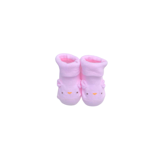 Baby Socks - Pink Ear | 0-6 Months Old Newborn Baby Girl Cotton Socks | Smiley Buttons