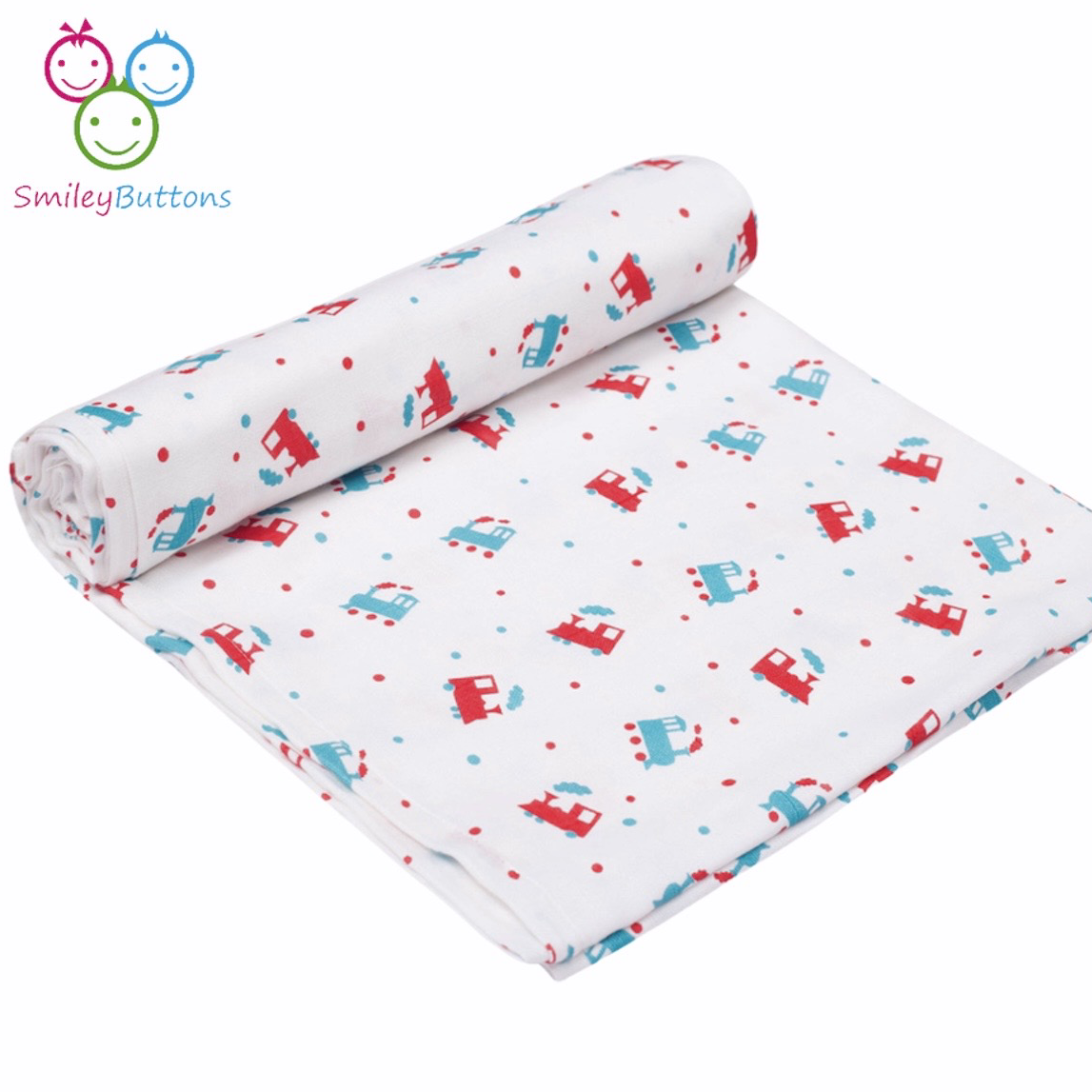 Organic Muslin Swaddle - Train | Organic Cotton Muslin Swaddle For 0-6 Months Old Newborn Baby