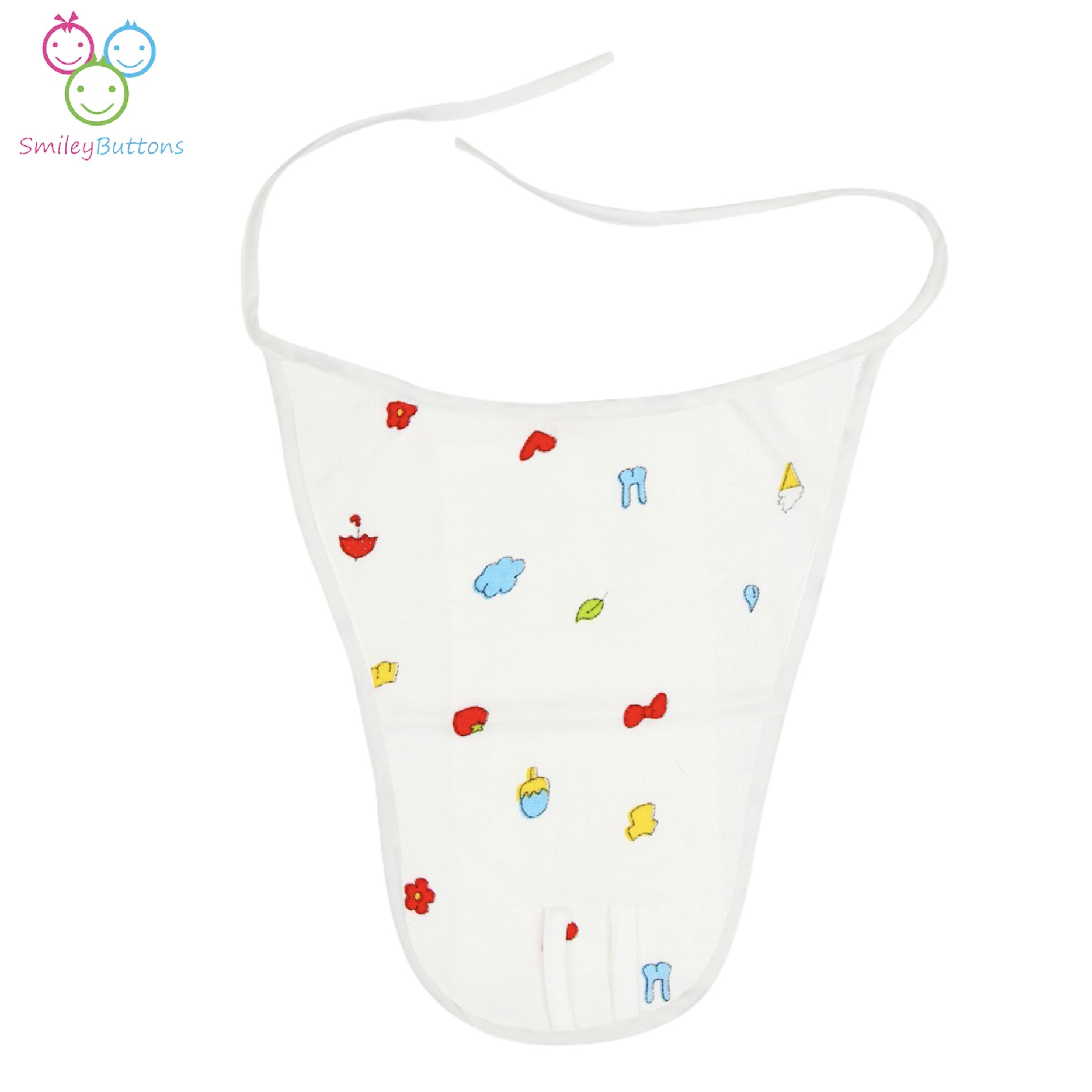 Organic Muslin Nappy - Ice Cream | Reusable Cotton Nappy For 0-6 Months Old Newborn Baby | Smiley Buttons