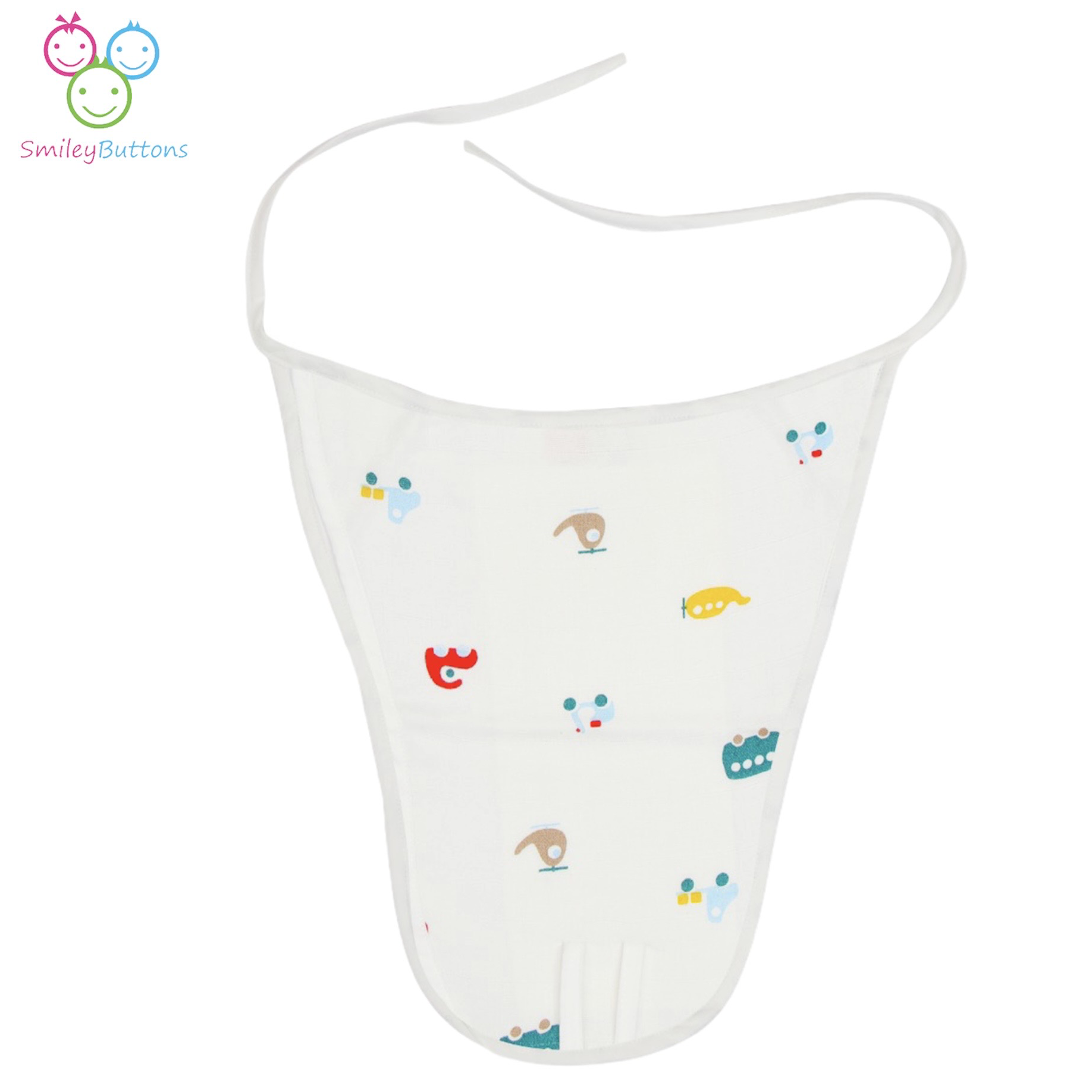 Organic Muslin Nappy - Transport | Muslin Nappy & Diaper For 0-6 Months Old Newborn Baby | Smiley Buttons