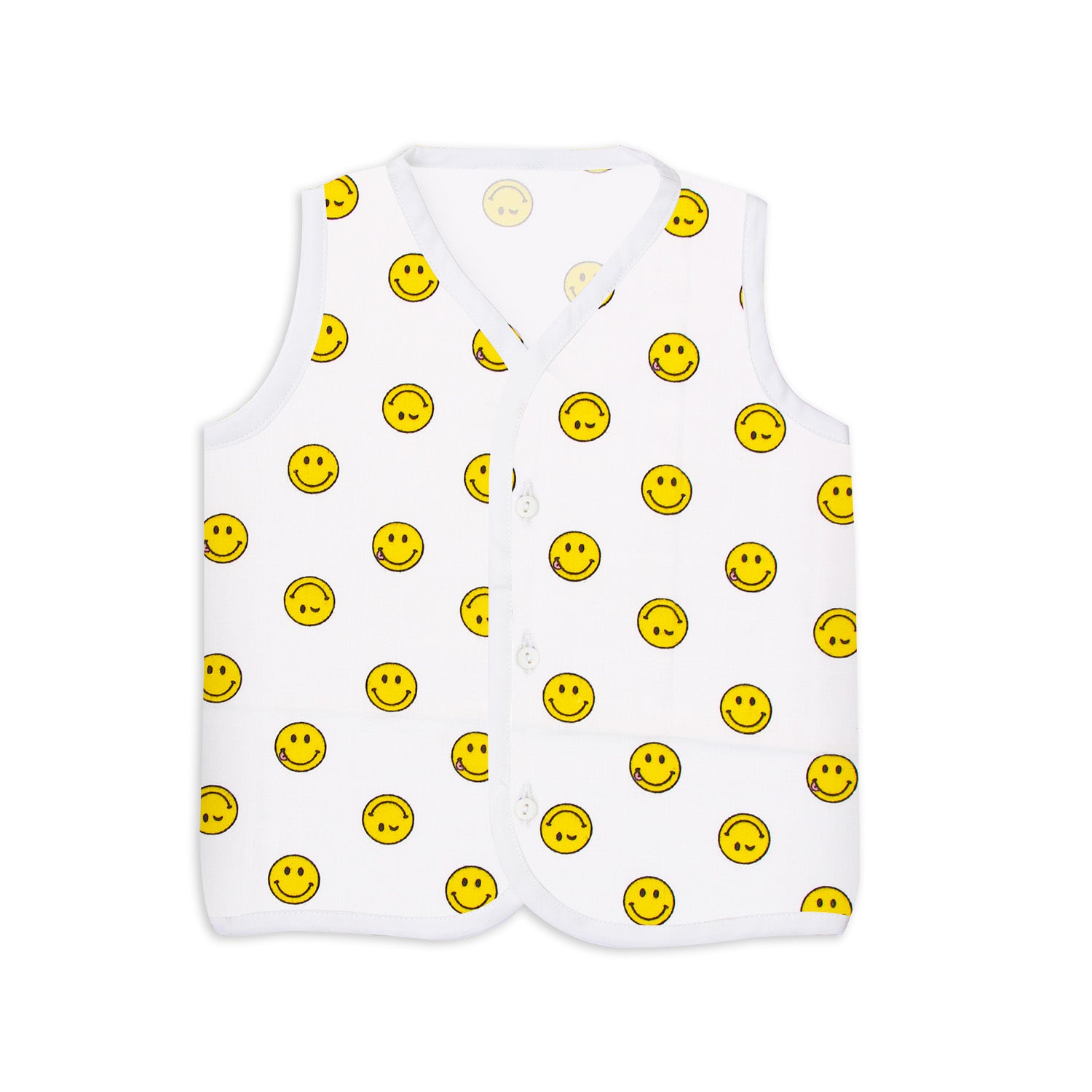 Organic Muslin Jabla - Smiley | Organic Muslin Jabla Clothing Set For Infants Baby | Smiley Buttons