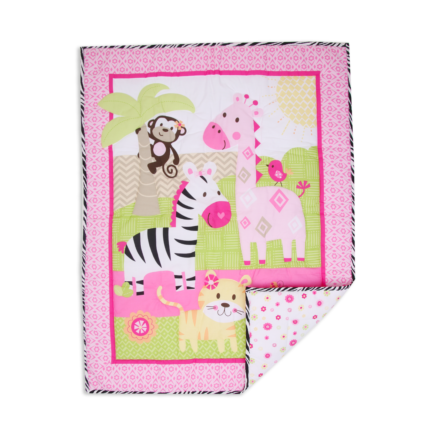 Baby Quilt Reversible - Pink Jungle | 