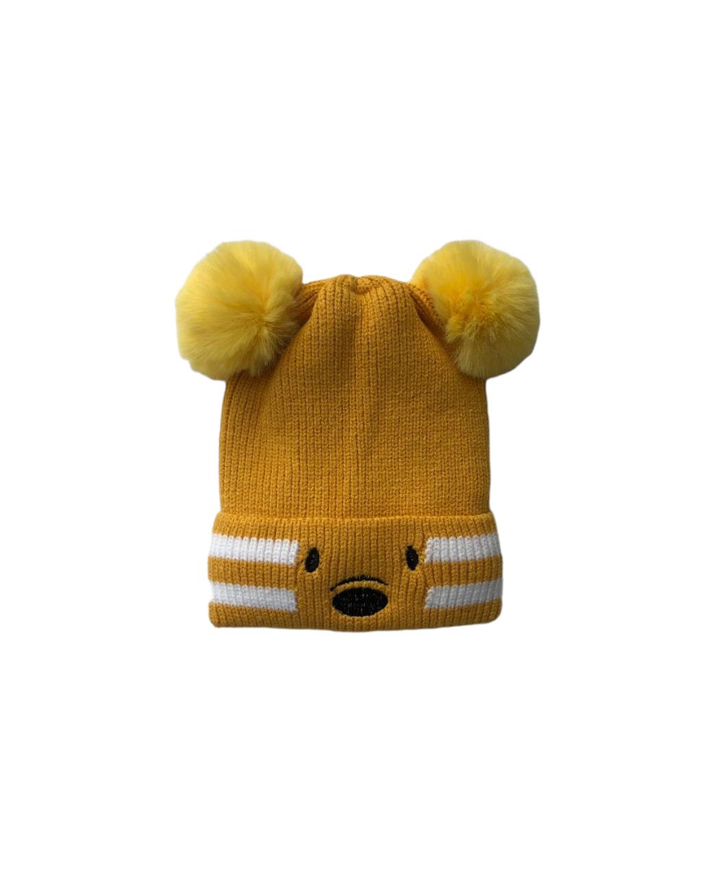 Woolen Cap - Teddy Yellow | Buy Woolen Caps for Baby Girls Online | Smiley Buttons