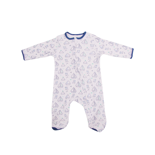 Footie - Boat | Buy Cotton Unisex Footie Pajamas For Newborn Baby | Smiley Buttons