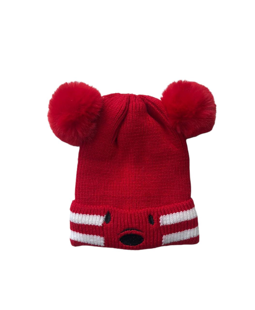 Woolen Cap - Teddy Red | Buy Woolen Caps for Baby Girls Online | Smiley Buttons